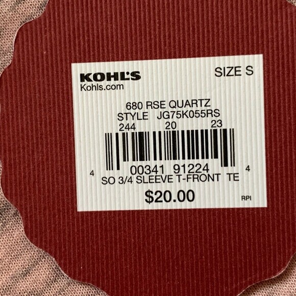 So NWT Pink Space-Dye Scoop Neck Tee Women S Relaxed 3/4 Sleeve - Picture 11 of 12